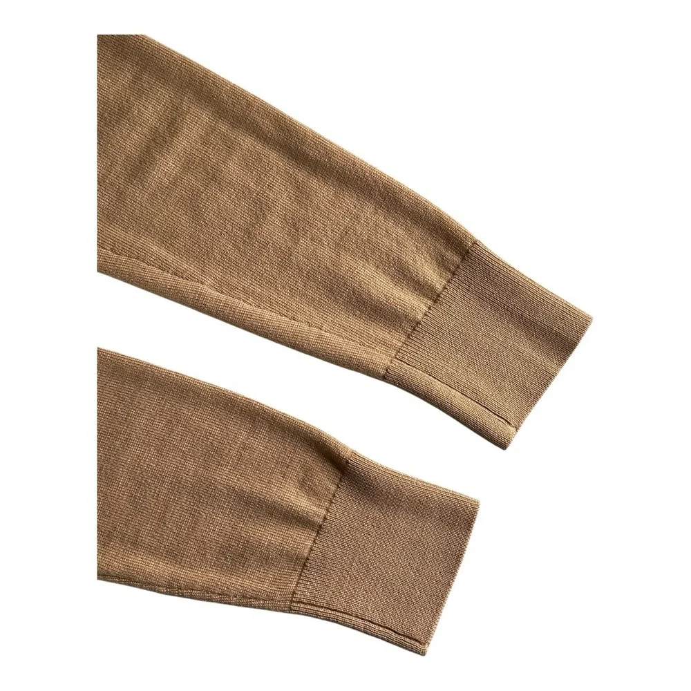 ANN TAYLOR Women 100% Merino Wool Pullover Wrap Effect Size Large khaki‎ - Picture 9 of 12